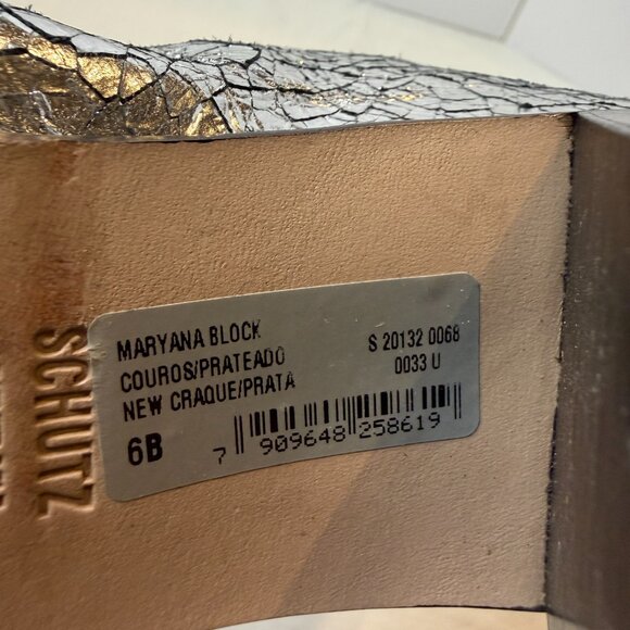 Schutz Maryana Block Crackled Leather Boot Silver Size 6 - Picture 10 of 12